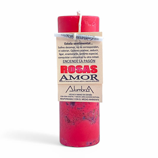 Vela Artesanal con Rosas | AMOR